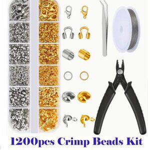 1200pcs Crimp Beads Kit For Jewelry Making